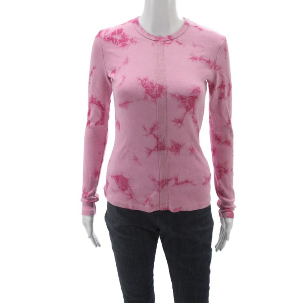 Proenza Schouler White Label Women Pink Tie Dye Long Sleeve T-Shirt Size XS